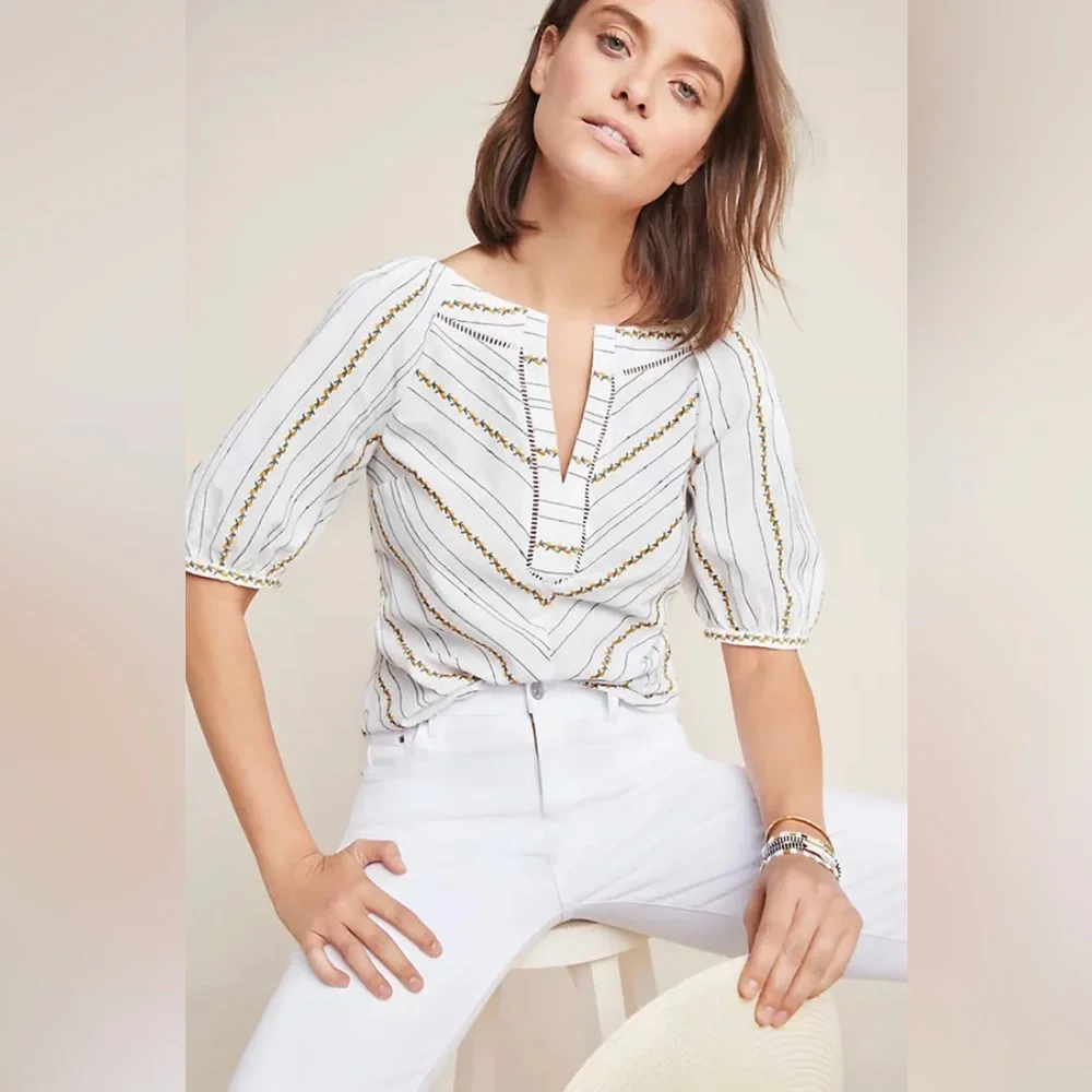 Maeve by Anthropologie Fruit Puff Sleeve top